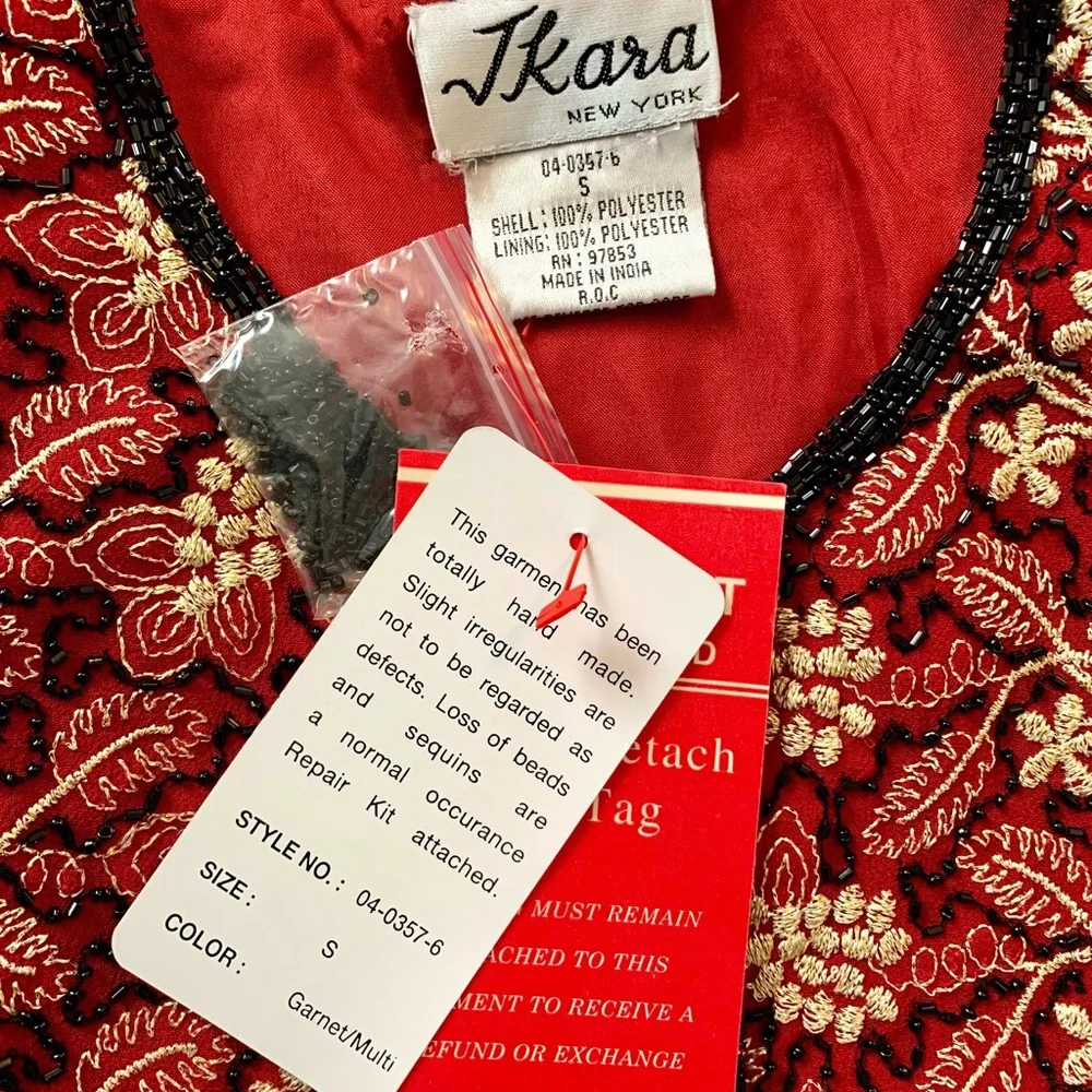 Beaded Jacket NWT S J Kara Chadwick’s Red Black Gold Embroidered Christmas
